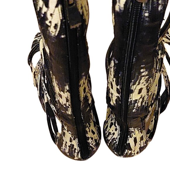 BCBGMAXAZRIA Black and White Leather Gladiator Sandals Flats Shoes Retail $484 - Picture 7 of 7